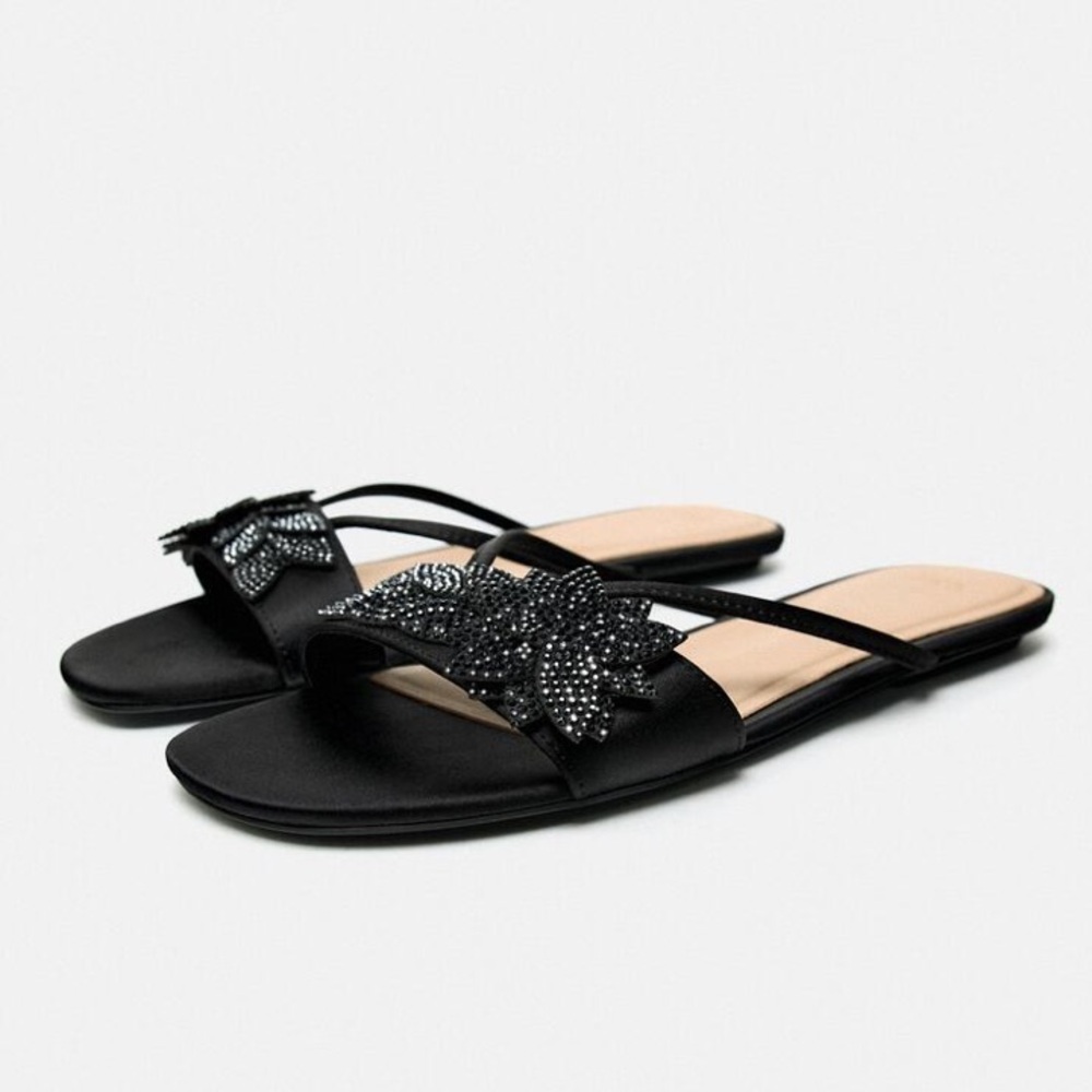 Zara floral flat sandals